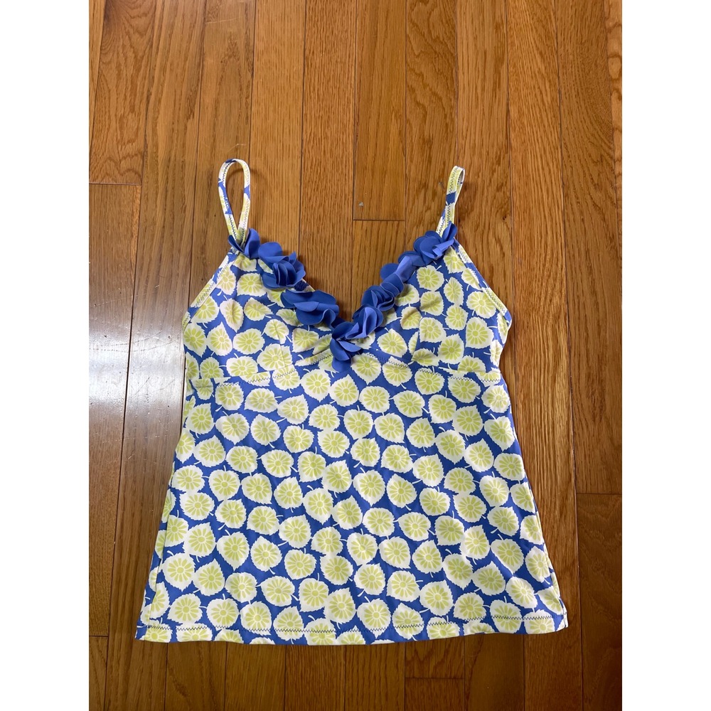 Boden Blue Lime Floral Ruffle Tankini Top WB007 Womens‎ Size 6 US